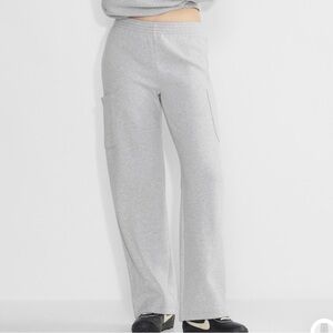Aritzia cozy fleece perfect utility sweatpants heather chrome